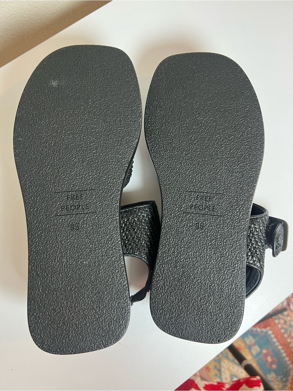 Free People Black Woven Buckle Sandals Size 8.5 - Picture 5 of 6